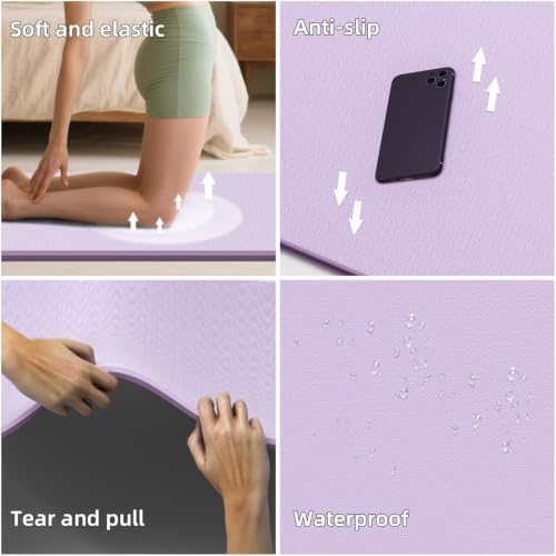 Extra Wide Yoga Mat 76"x40"x10mm TPE Non-Slip Fitness Exercise Mat