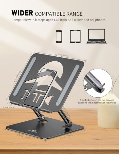 Z-Shaped Laptop Stand for Desk Fits 10"-16" Notebook, Black