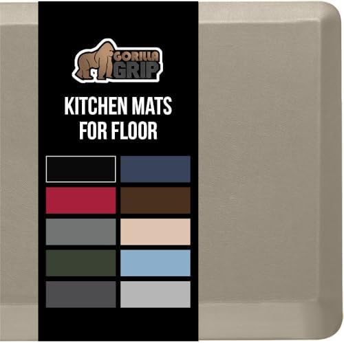 GORILLA GRIP Cushioned Antifatigue Kitchen Mat for Floor, 24x17, Taupe