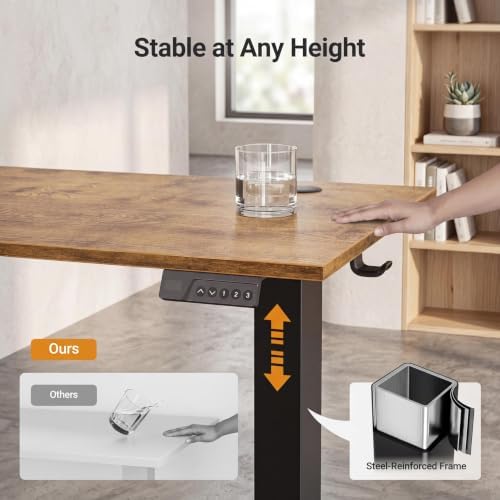 Claiks Electric Small Standing Desk, 32x19 Inch, Rustic Brown