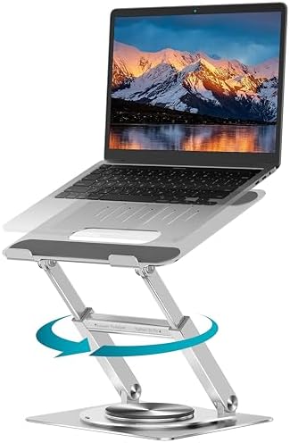 Lifelong 360 Rotating Adjustable Laptop Stand, 16" Tall Riser - Silver