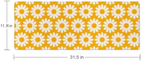 Vintage Flowers Desk Mat Yellow Large Mouse Pad XL Desk Pad Gaming Mousepad Extended Keyboard Mat 31.5 x 11.8 in Laptop Computer Keyboard Pad Mouse Mat for Office Desk Decor