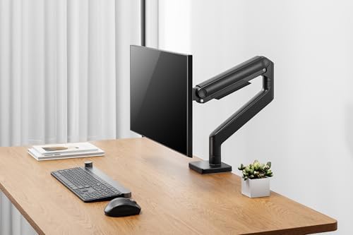 DIGITUS monitor mount – 1 screen – up to 49 inches – 20 kg load capacity – mechanical spring – for flat and curved monitors – VESA 75x75 100x100 – rotate, swivel, tilt – black