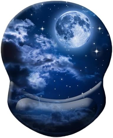 Mouse Pad, Ergonomic Mouse Pad with Wrist Support, Pain Relief Comfort Wrist Rest Pad with Non-Slip PU Base for Gaming, Home, Office & Travel (Nebula Moon)