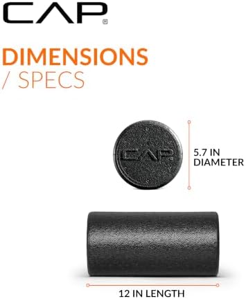 CAP 12-Inch Firm High-Density Foam Roller, Exercise & Recovery Massage, Black