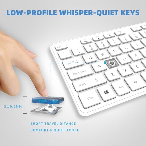 Wired USB Keyboard, Comfortable Quiet Chocolate Keys, Durable Ultra-Slim Computer Keyboard Wired(QWERTY) for PC, Windows 11/10/8/7/XP/Vista KB1430 (White, Wired Keyboard for Windows)