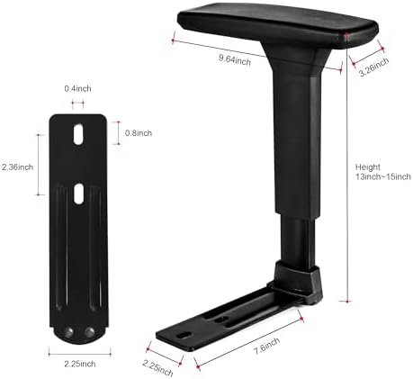 Frassie Height Adjustable Chair Armrest Pair, Gaming Boss Chair Arms Set Replacement,Black (3D)