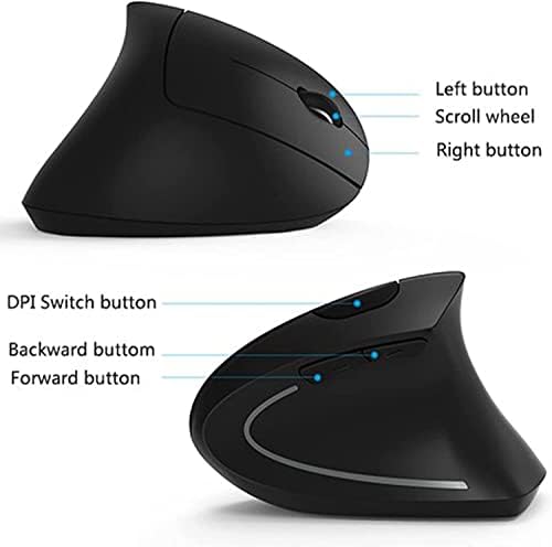 Ergonomic Mouse, High Precision Vertical Wireless Mouse, Rechargeable 2.4GHz Optical Vertical Mice, 3 Adjustable DPI 800/1200/1600 DPI, for Laptop, PC, Computer etc, Specially for Right-handers