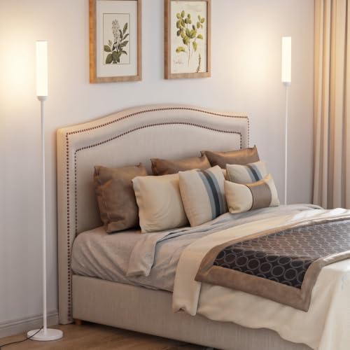 Ambimall LED Floor Lamps with Remote Control Set of 2, Foot Switch, White