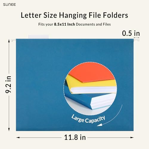 SUNEE Hanging File Folders Assorted Colors, 25 Pack File Folders Letter Size with 1/5-cut Tabs, Stay Organized for Your Home and Office Bulk File and Documents