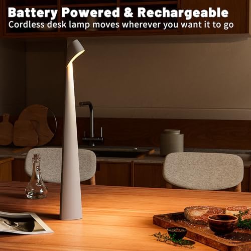 HAPYGI Cordless Rechargeable Reading Metal Table Lamp, 3-Level Brightness