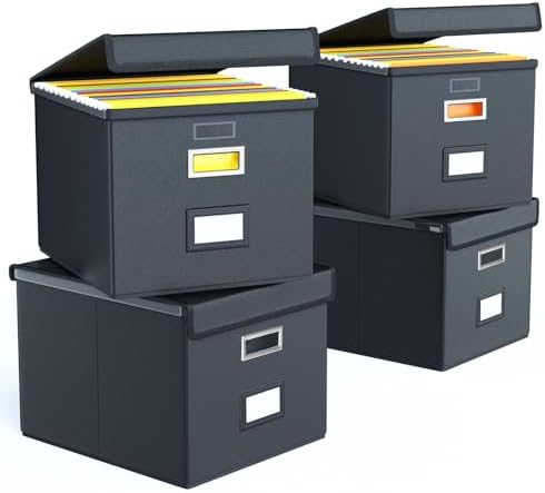 File Organizer Box with Lids, Collapsible File Folder Organizer