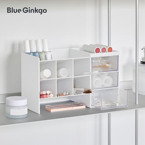 Blue Ginkgo Stackable Desk & Pen Organizer, White, Made in Korea