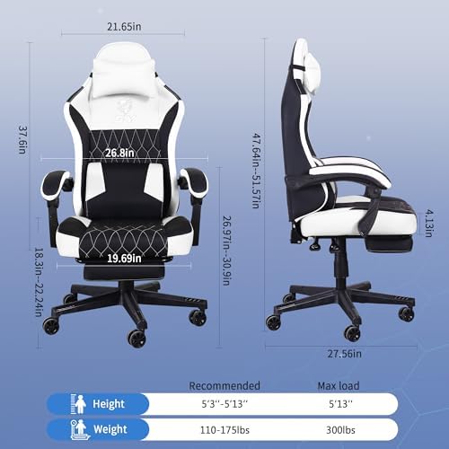 Gaming Chair,Video Game Chair with Footrest and Massage Lumbar Support