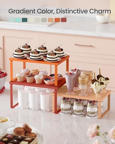 SONGMICS Cabinet Organizer Shelf, Set of 3 Spice Rack, Kitchen Storage