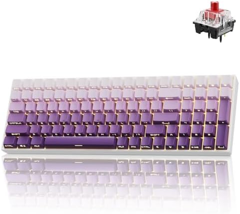 ZORNHER ZH100 Wireless Mechanical Keyboard,98% Purple Creamy Keyboard with Number Pad,Full Size Gaming Keyboard,Lighted Up PBT Dipped Keycaps,KKT Red Switches