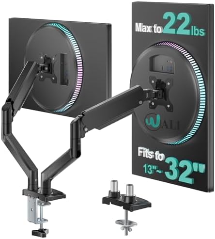 WALI Adjustable Dual Monitor Arm for 13-32 inch Screens, 22 lbs per Arm