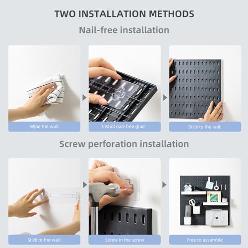 VUSIGN Pegboard Combination Wall Organizer Kit 22" x 22", Black