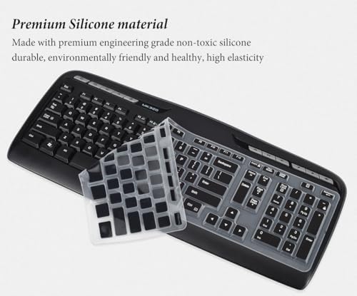 Keyboard Cover Skin Protector for Logitech MK320, YR002, Y-R0009, MK335, MK300, K330 - Part 316G115 Wireless Desktop Accessories,Silicone Keyboard Protective Skin-Black