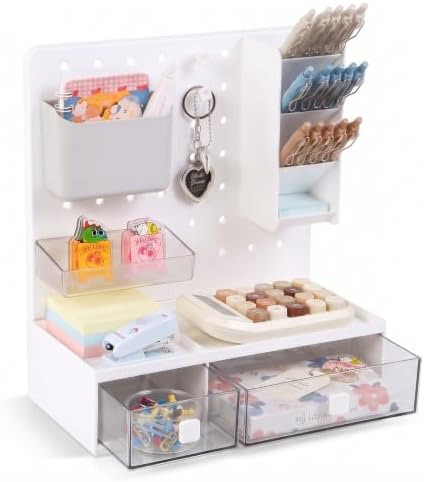 Comix Desk Organizer with Drawers, for Office Dorm Home, White