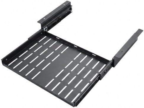 Under Desk Laptop Mount, Sliding Out Metal Laptop Tray with Ventilated Heat Dissipation, Heavy-Duty Steel Under Desk Storage Shelf for Home Office Desktop Hidden Device Organization