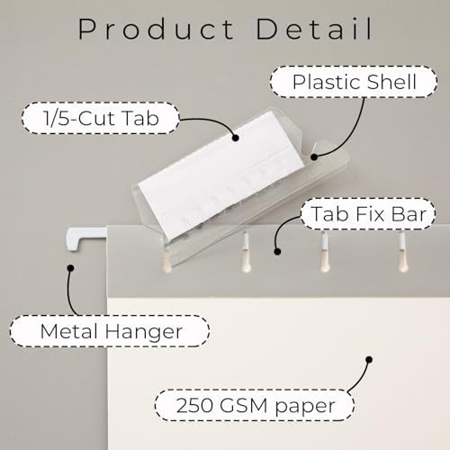 Y YOMA 36 Pack Gradient Hanging File Folders Letter Size Decorative Hanging Folder Pretty File Folder Organizer for Filing Cabinet Office Home with 1/5-Cut Adjustable Tabs, Ash Grey