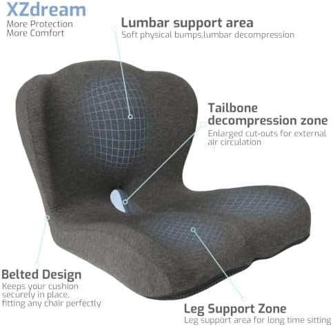 Memory Foam Seat Cushion,Office Chair Cushion with Lumbar Support for Back Pressure Relief, Car Seat Cushion with Adjustable Strap,Sciatica Pad Cushions for Car,Truck, Desk,Gaming Chair