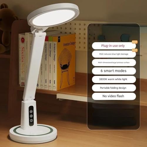 Multifunctional LED Eye Protection Desk lamp | No Flicker, Anti-Blue Light, 5-Speed dimming and Color Adjustment, USB Charging and Portable (Plug-in)