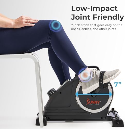 Sunny Health & Fitness 2-in-1 Smart Magnetic Pedal Exerciser, Compact Indoor Under-Desk Mini Exercise Bike for Full Body Cardio Workout and Physical Therapy, Free SunnyFit Training App Connection