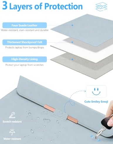 HYZUO 15 Inch Laptop Sleeve Case Bag with Stand Feature, Pale Blue