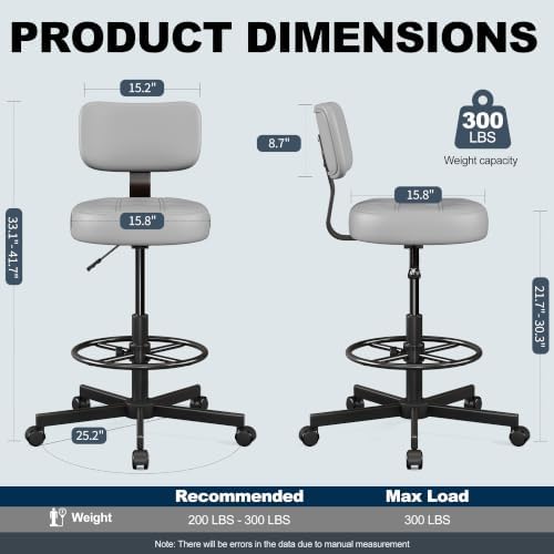 Drafting Chair with Backrest, Tall Desk Chair for Standing Desk