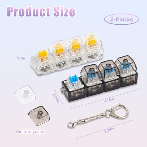 2 Pcs LED Keyboard Fidget Toy, Clicky & Creamy Fidget Clicker Keychain