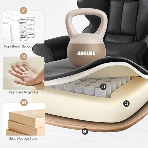 Executive 7-Point Massage Heated Office Chair with Footrest, Black