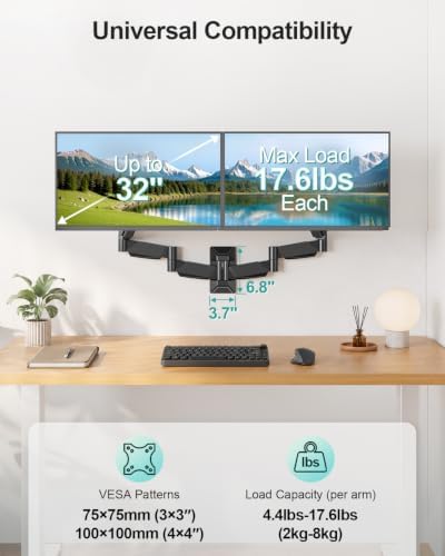 MOUNT PRO Long Arm Dual Monitor Wall Mount for Max 32" Screens, Max 17.6lbs