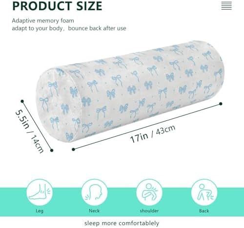 Cartoon Cute Blue Bow decorative Yoga Neck Roll Pillow Roller Pillow For Back Massage Table Cushion Pad Foam Memory Foam Back Support cojines para sala