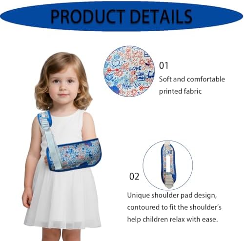 Arm Sling for Kid Shoulder Immobilizer for Recovery(Blue heart, Small)