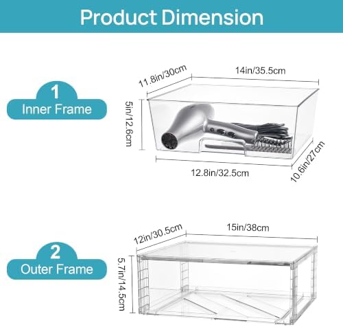 Vtopmart 3 Pack Large Clear Stackable Storage Drawers for Closet, Pantry