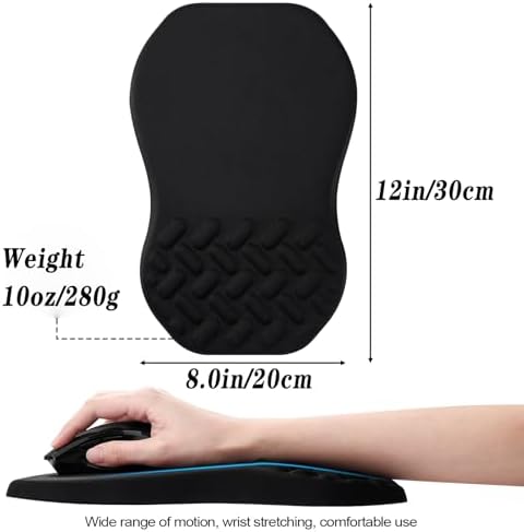 QDOAOF-Ergonomic Mouse Pad Wrist Support with Massage Design, Relieve Wrist Pain Mousepad, Wrist Rest Pain Relief Mousepad with Memory Foam&Non-Slip PU Base, Carpal Tunnel Syndrome (Black)