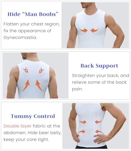 Compression Shirt Men Slimming Body Shaper Vest Crewneck Workout Tank Top