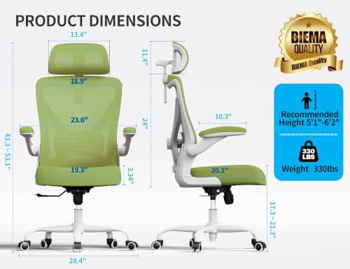 Ergonomic Office Chair: Mesh Desk Chair Comfy with Headrest& Lumbar Support
