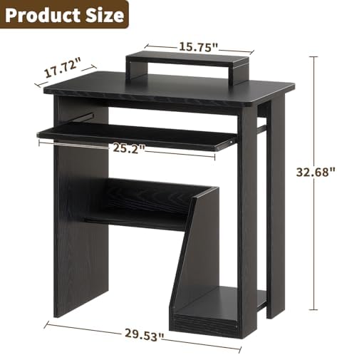 ALISENED 30 Inch Computer Desk, with Keyboard Tray & Monitor Stand
