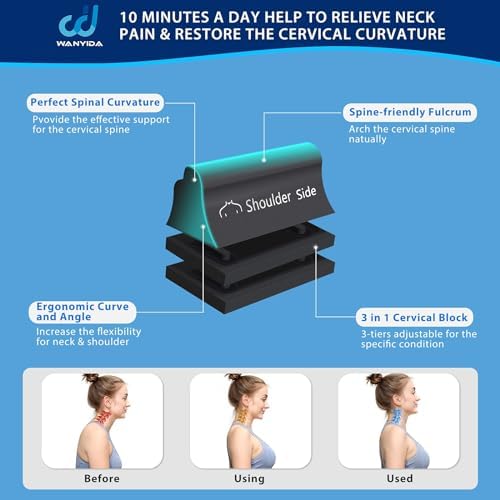 WANYIDA Neck and Shoulder Relaxer, Neck Stretcher Chiropractic Pillows for Pain Relief, Cervical Traction Device for Cervical Spine Alignment，FSA HSA Eligible