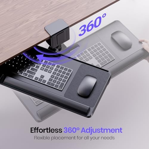 Klearlook Upgraded Adjustable Keyboard Tray for Above Desk & Under Desk Use