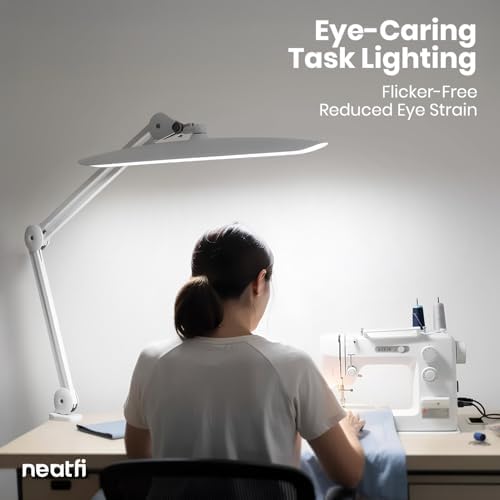 Neatfi LED Desk Lamp, 2200 Lumens, 24W, 20-Inch Wide Head (White)