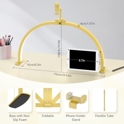 Yokilly Half Moon Light for Nail Desk: 29" Foldable Nail Light for Desk