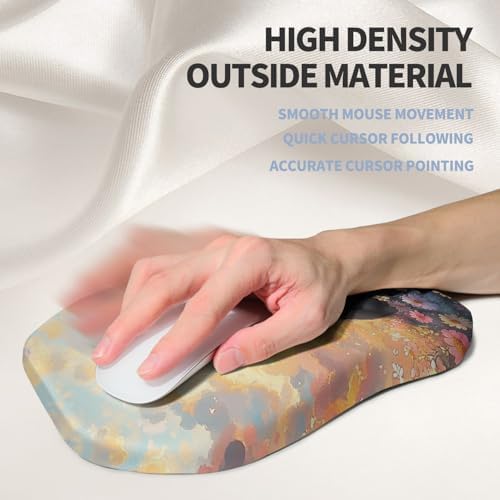 Ergonomic Raised Mouse Pad Wrist Support with Bilateral Slope Memory Foam Mousepad for Wrist Rest and Carpal Tunnel Pain Relief 11.8x7.9〃Flower Sea Cat