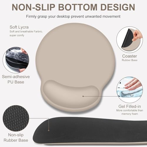 4 PCS Mouse Pad Desk Mat Protector, Keyboard Wrist Rest + Comfortable Mouse Pad Wrist Rest +Coaster, Large Gaming Mousepad for Computer Laptop, 35.4"X 15.7" Deskpad for Office Home I Apricot