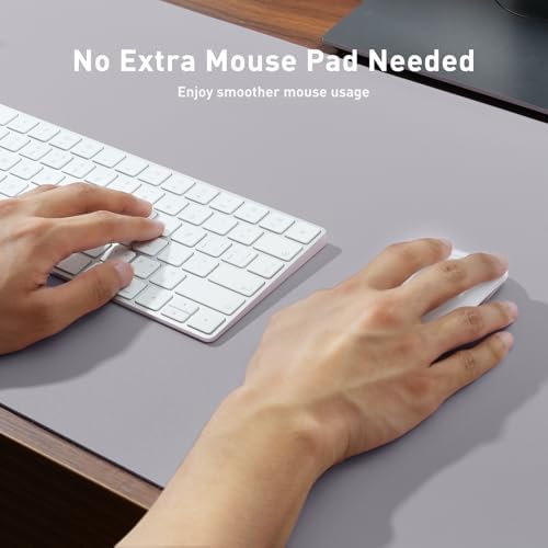 Aothia Large PU Leather Desk Pad Protector – Non-Slip Mouse Pad & Writing Mat for Office/Home, Waterproof, Easy to Clean (Smoky Lavender, 48" x 17")