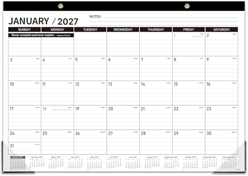 2027 Desk Calendar - JAN 2027 - DEC 2027, 12 Month Large Desk Calendar 2027