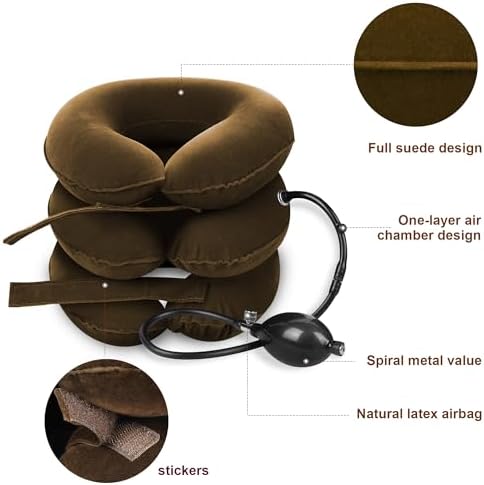 RUNZI Cervical Neck Traction Device Inflatable Neck Stretcher, Easy to Use for Chronic Neck and Shoulder Pain Relief Traction Spine Alignment, Neck Cervical Brace